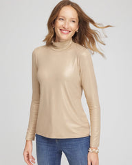 Chico's - Touch of Cool™ Foil Mock Neck Layering Tee