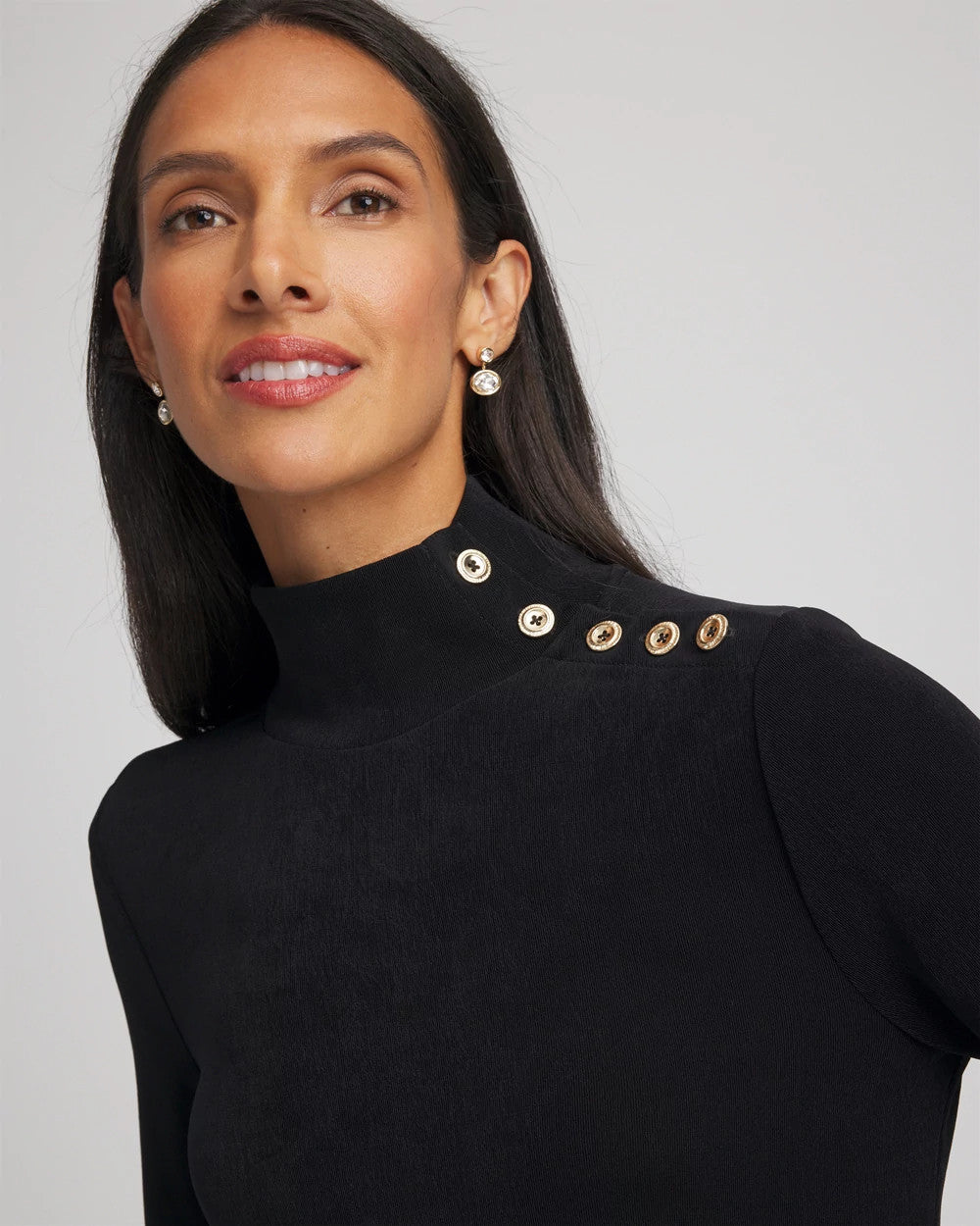 Chico's - Travelers™ Button Mockneck Top