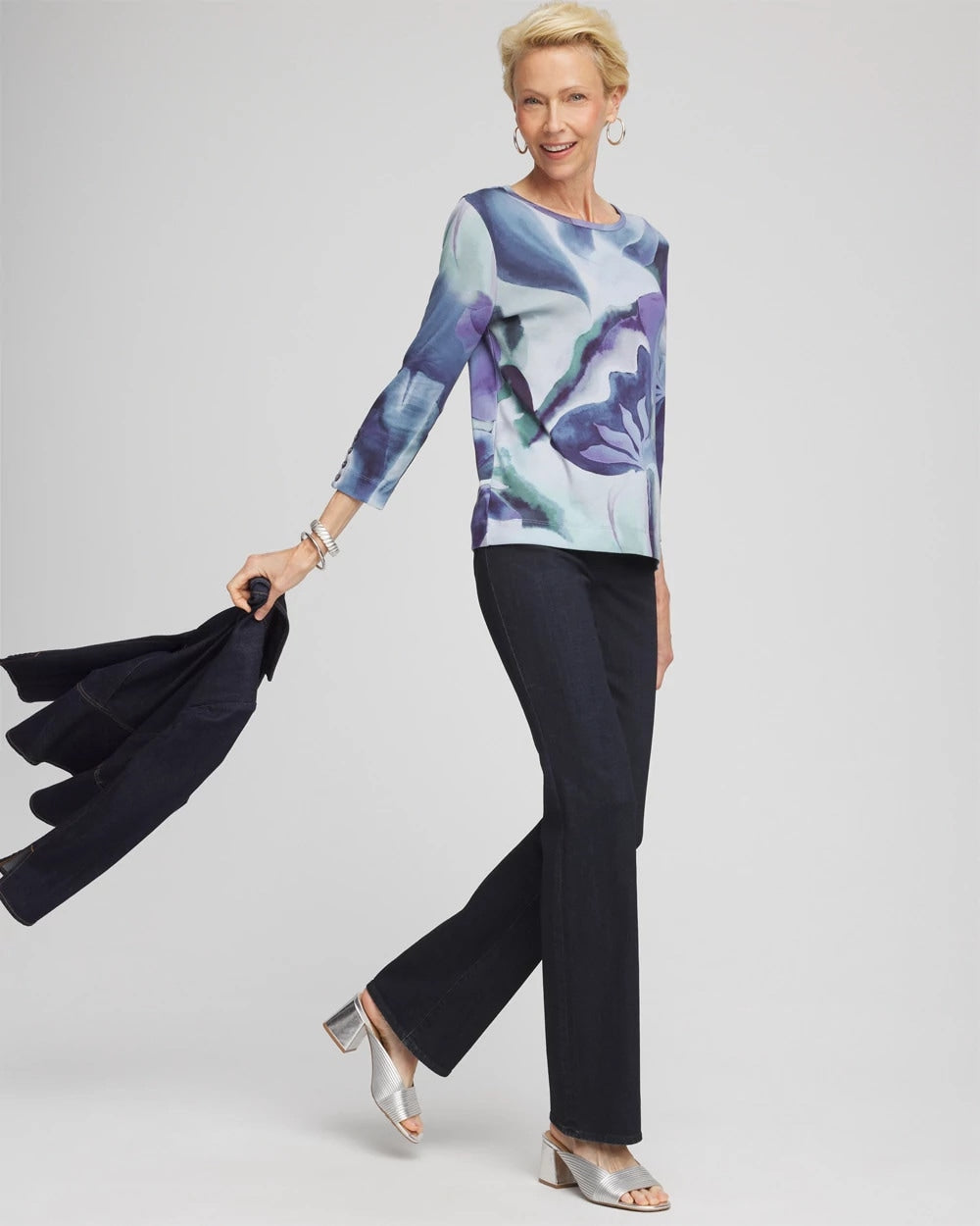 Chico's - Pima Button Sleeve Tee