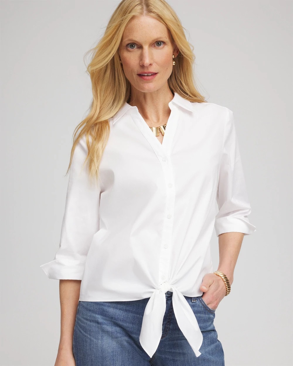 Chico's - Poplin Tie-Front Top