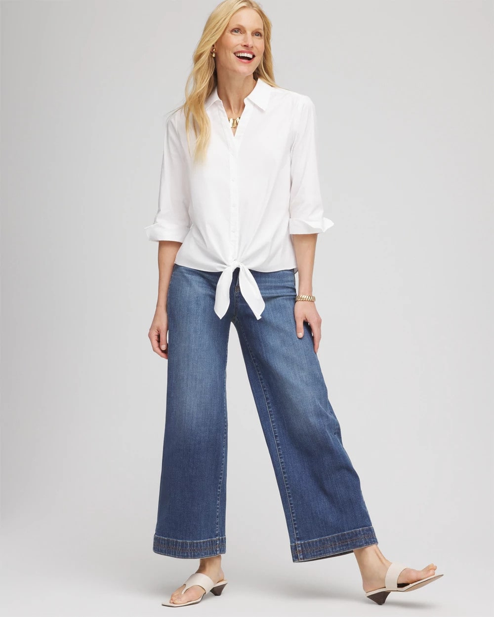 Chico's - Poplin Tie-Front Top