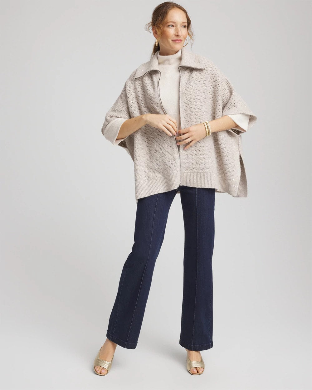 Chico's - Zip-Front Collared Ruana
