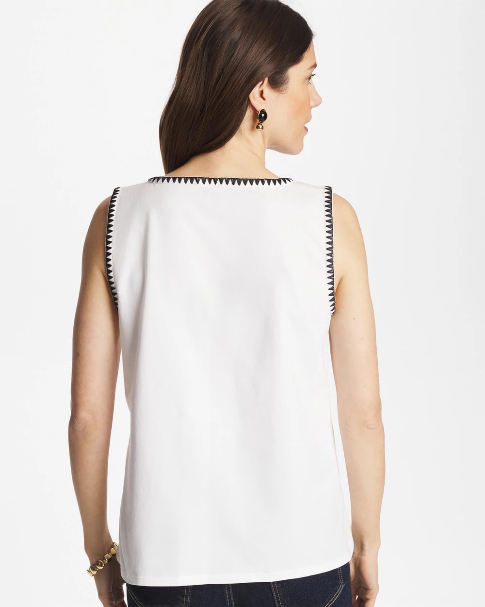 Chico's - Pima Blanket Stitch Square Neck Tank