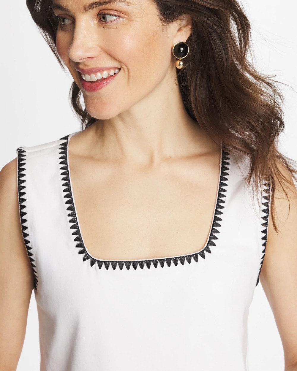 Chico's - Pima Blanket Stitch Square Neck Tank