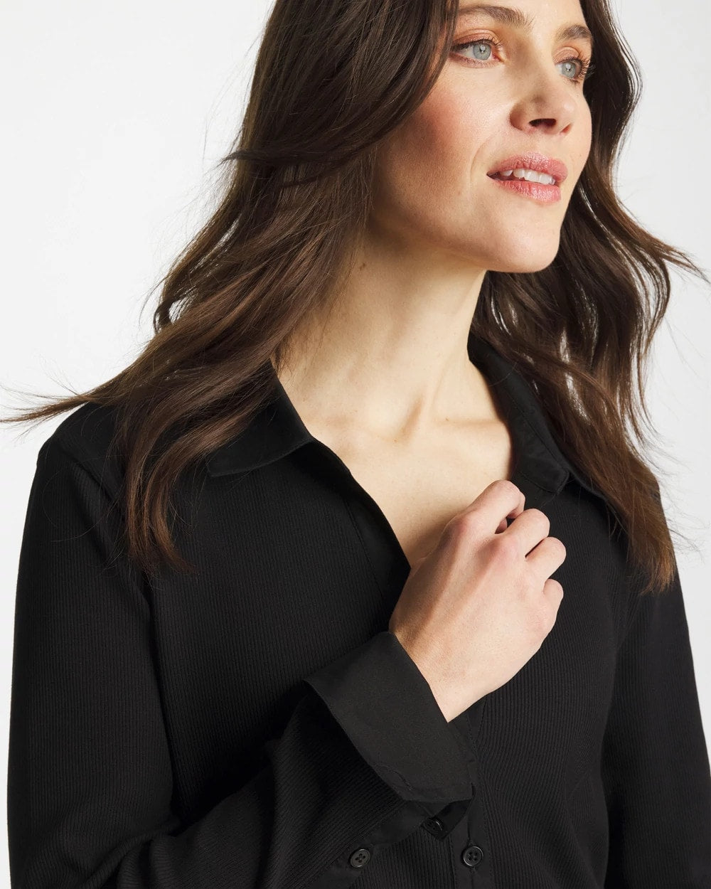 Chico's - Collared Rib Mix Henley