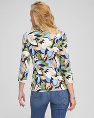 Chico's - Mod Blooms Pima Button Tee