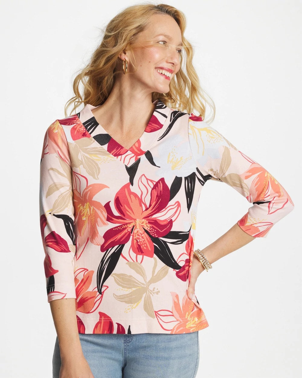 Chico's - Pima Cotton 3/4 Sleeve Tee