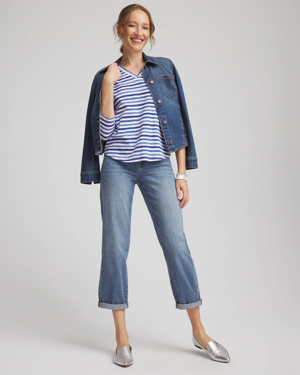 Chico's - Slub 3/4 Sleeve Tee