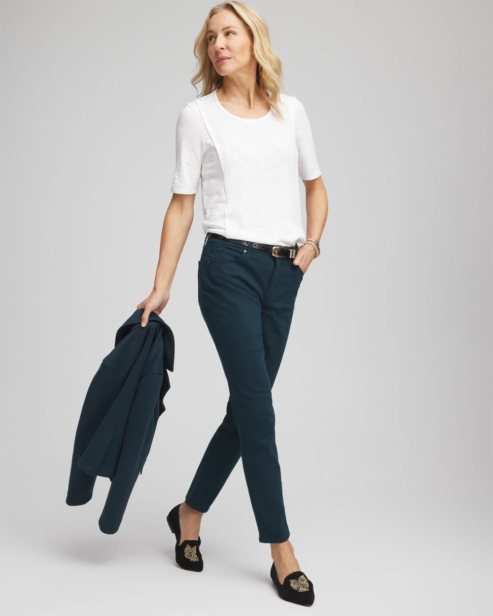 Chico's - Slub Paneled Elbow Tee