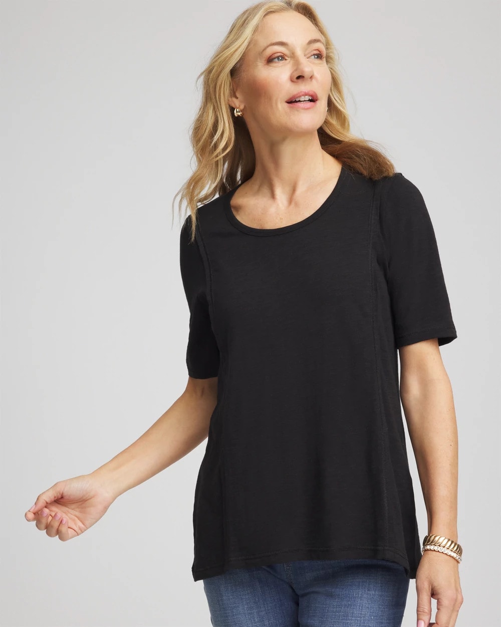 Chico's - Slub Paneled Elbow Tee