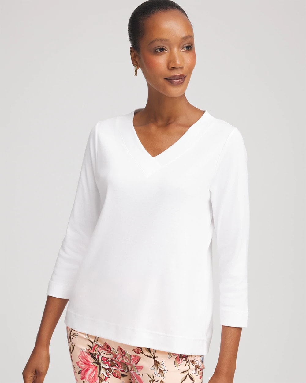 Chico's - Short Pima 3/4 Sleeve Tee