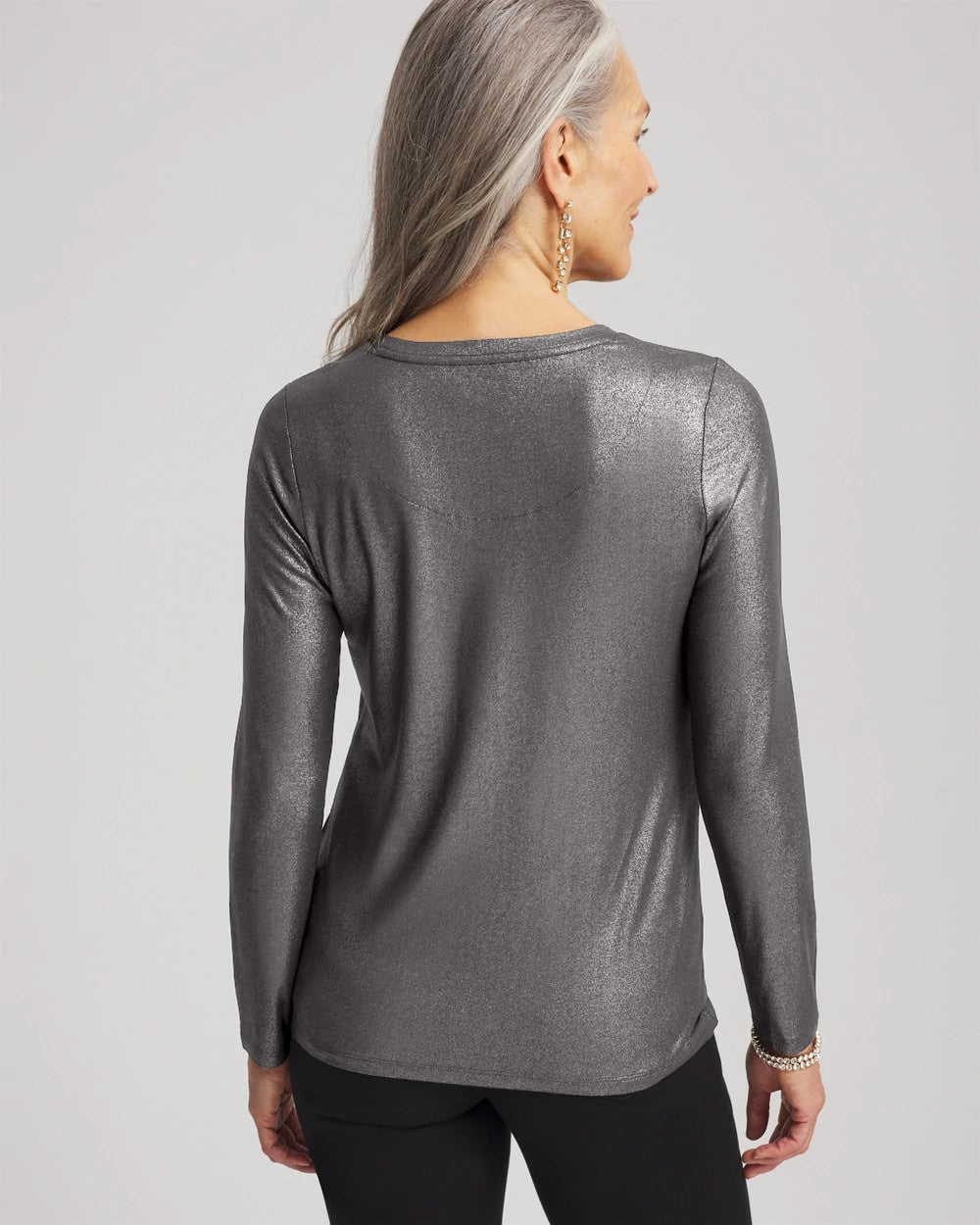 Chico's - Touch of Cool™ Foil Long Sleeve Layering Tee