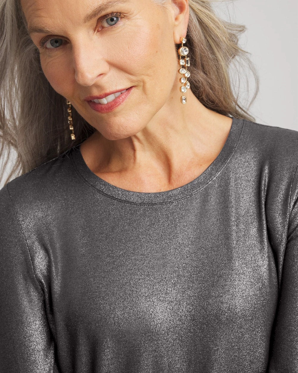 Chico's - Touch of Cool™ Foil Long Sleeve Layering Tee