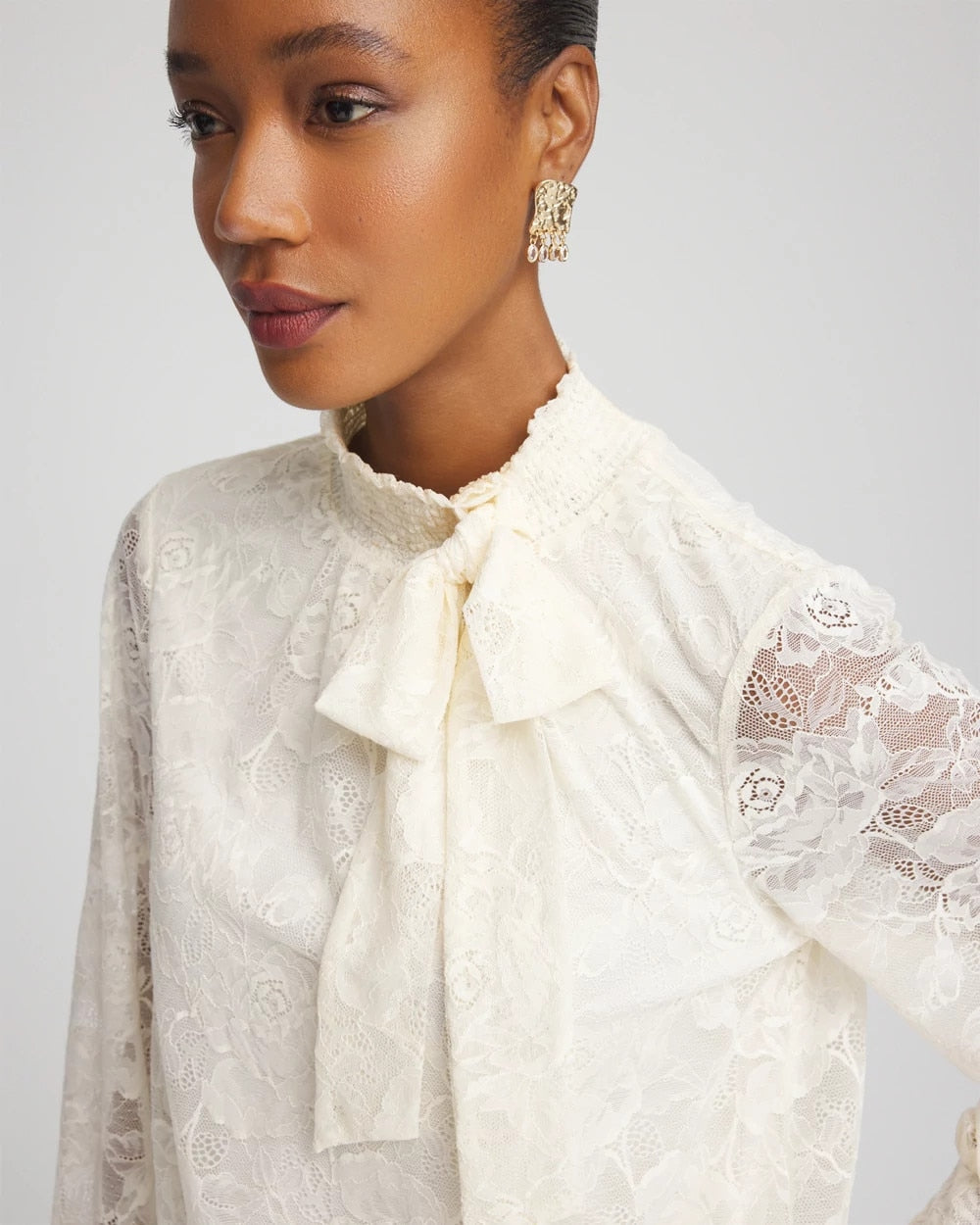 Chico's - Tie-Neck Banded-Bottom Top