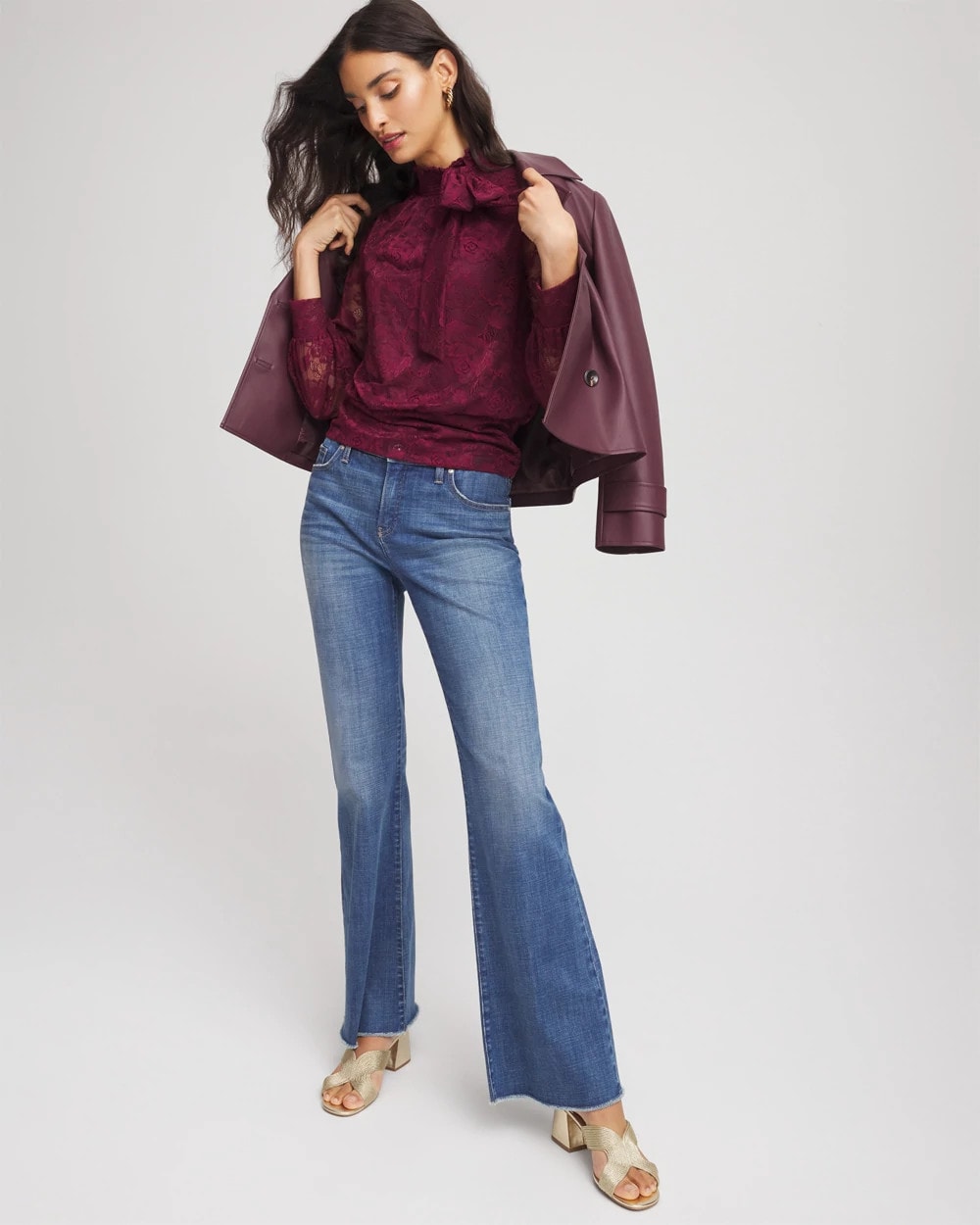 Chico's - Tie-Neck Banded-Bottom Top