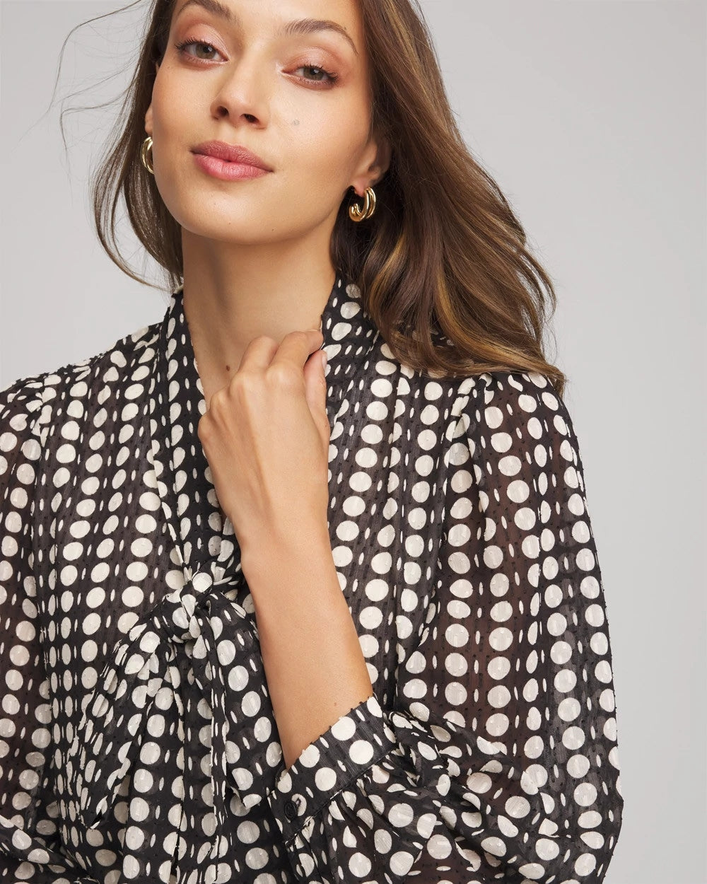 Chico's - Clip-Dot Tie-Front Blouse