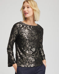 Chico's - Art Deco Burnout Jacquard Top
