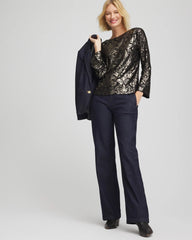 Chico's - Art Deco Burnout Jacquard Top