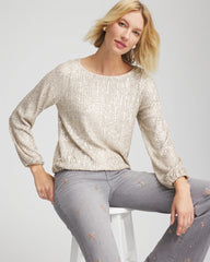 Chico's - Drizzled Sequins Bubble-Hem Top