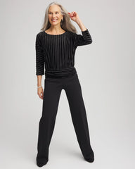 Chico's - Velvet Burnout Stripe Banded-Bottom Top