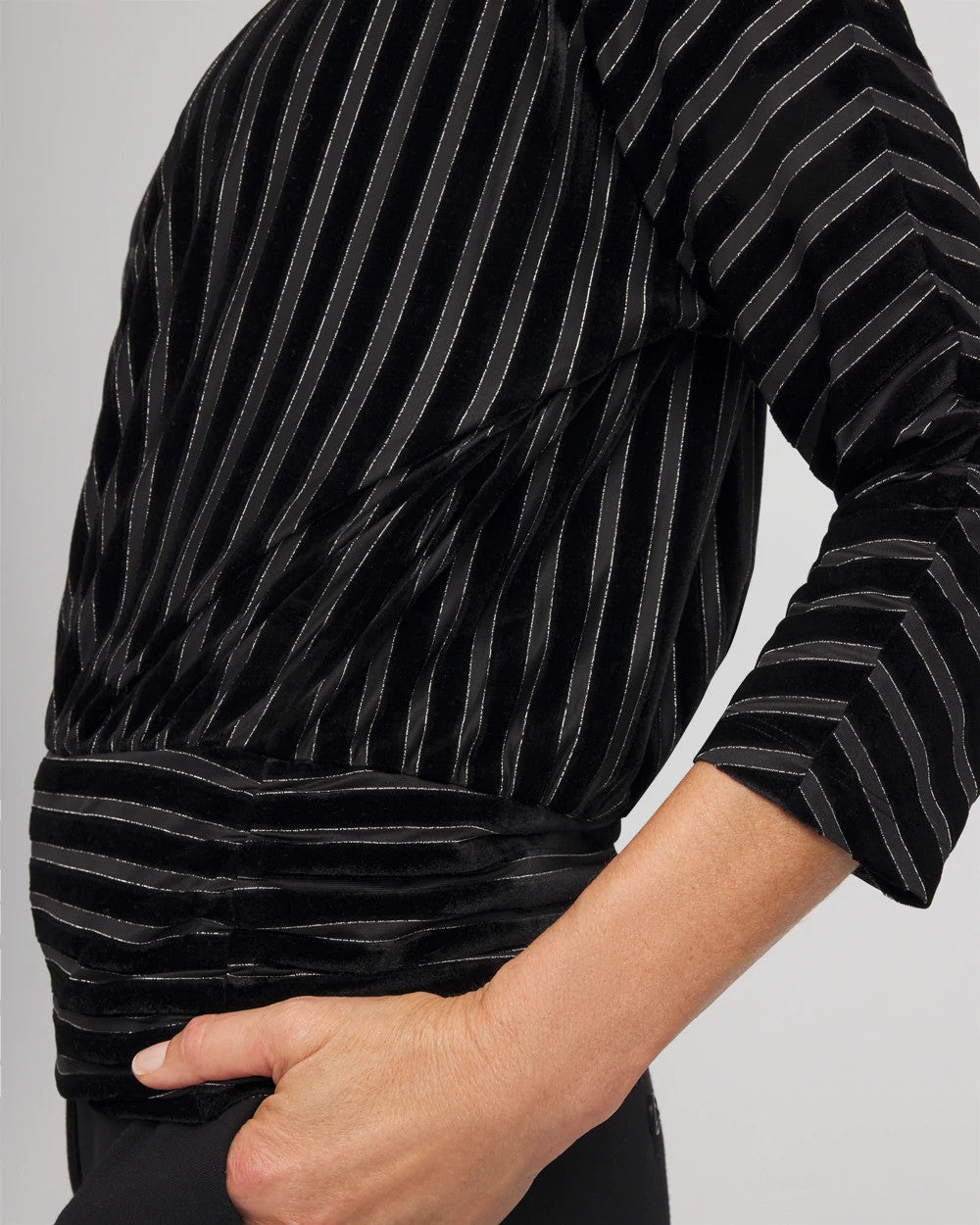 Chico's - Velvet Burnout Stripe Banded-Bottom Top