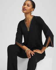 Chico's - Travelers™ Embellished V-Neck Flutter Sleeve Tunic