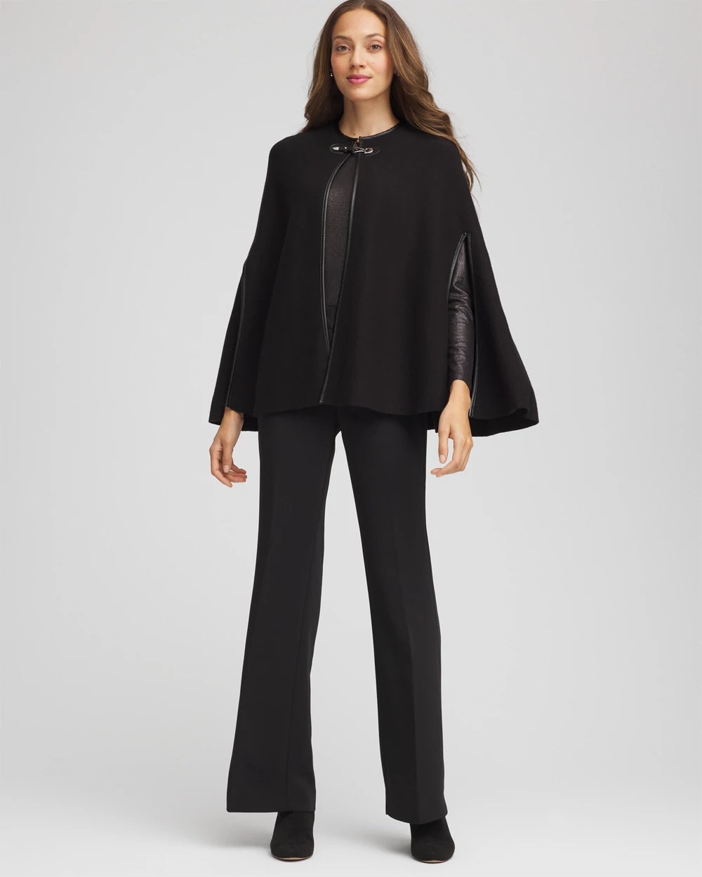 Chico's - Faux Leather Trim Cape