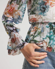 Chico's - Rose Print Crinkle Top