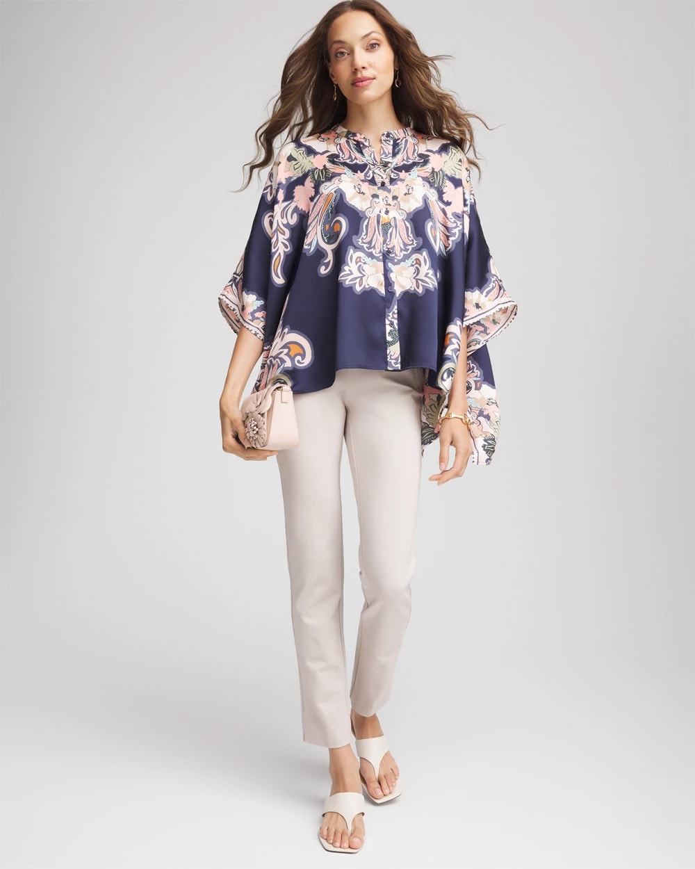Chico's - Collarless Floral-Paisley Poncho