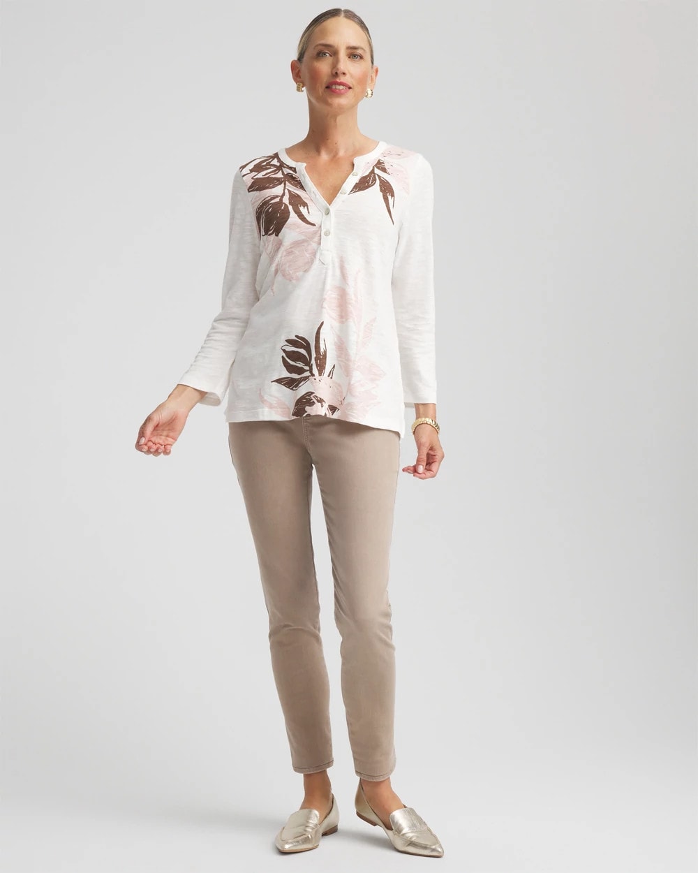 Chico's - Slub Splitneck Henley Tee