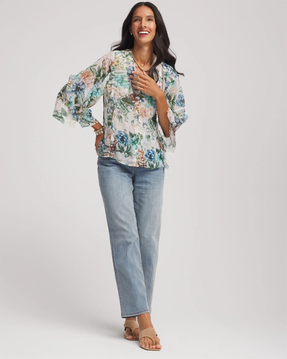 Chico's - Georgette Ruffled V-Neck Blouse