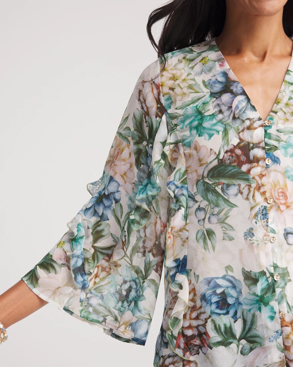 Chico's - Georgette Ruffled V-Neck Blouse
