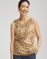 Chico's - Sleeveless Ruffle-Appliqué Tank Top