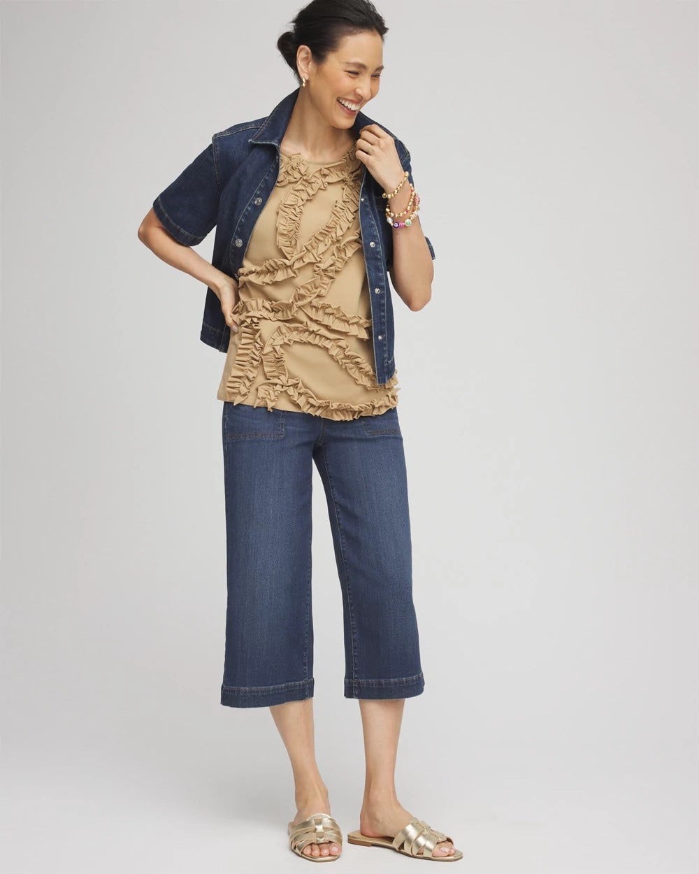 Chico's - Sleeveless Ruffle-Appliqué Tank Top