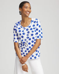 Chico's - Polka-Dot Slub Short Sleeve Tee