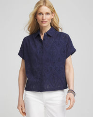 Chico's - Embroidered Eyelet Button-down Top