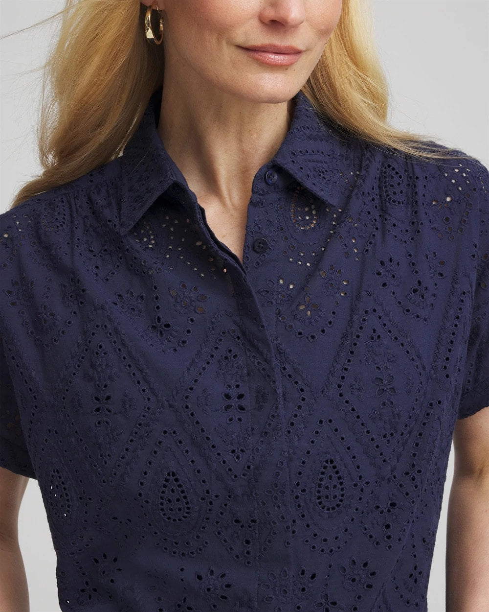 Chico's - Embroidered Eyelet Button-down Top