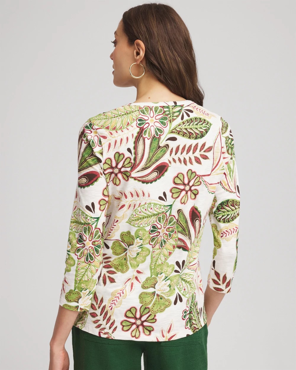 Chico's - Tropical Cotton Slub Henley Shirt