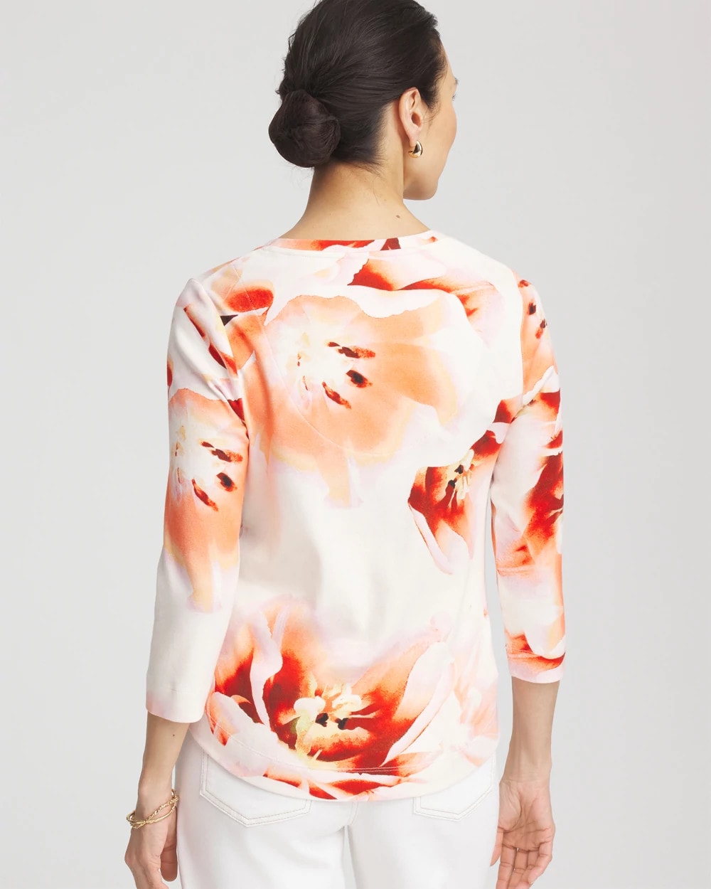 Chico's - Tropical Floral 3/4 Sleeve Tee