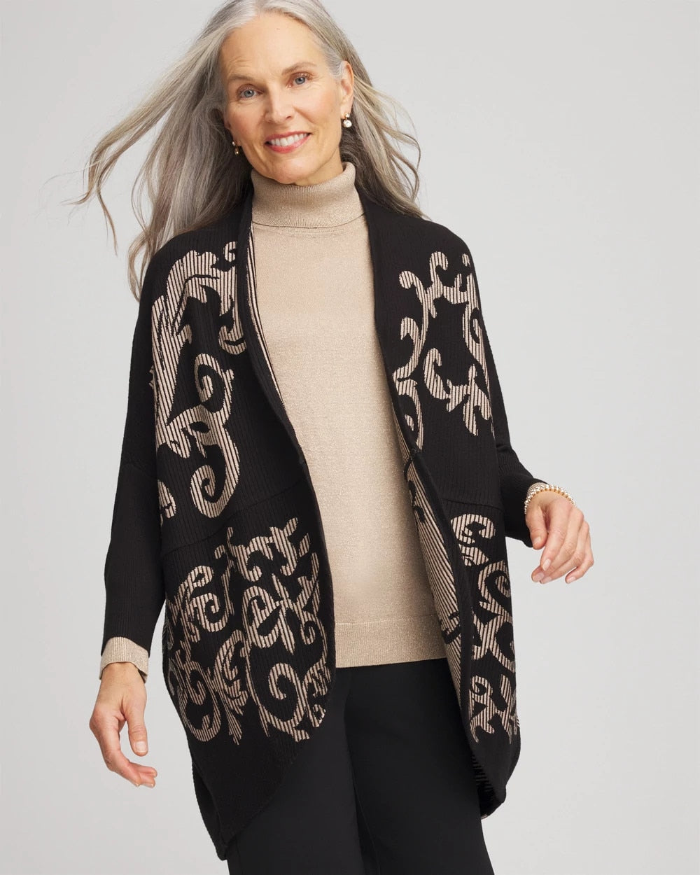 Chico's - Ottoman Jacquard Cocoon Cardigan