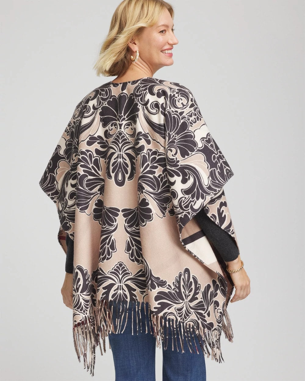 Chico's - Reversible Printed Fringe Ruana