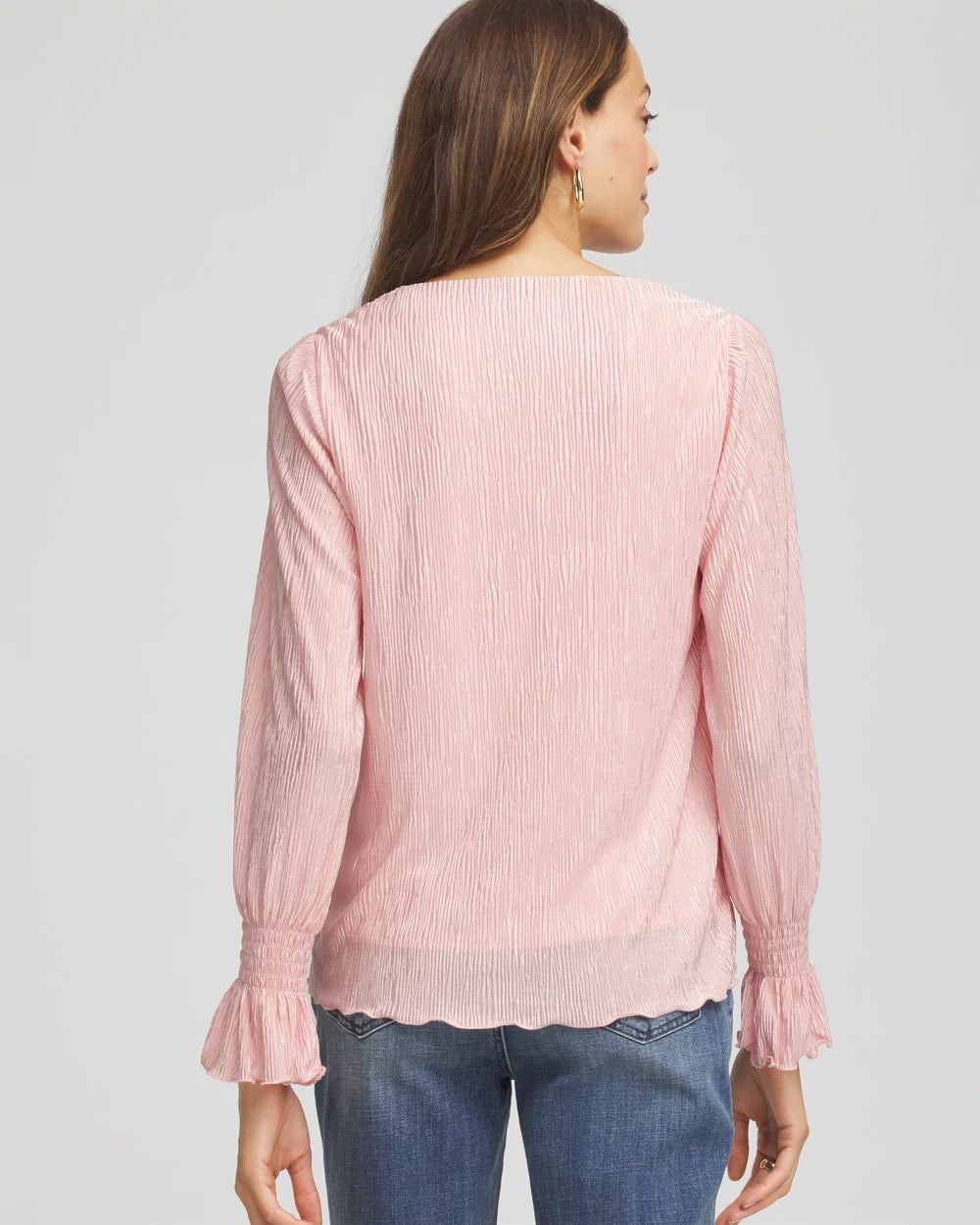 Chico's - Crinkle Bodre Voop Neck Top