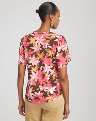 Chico's - Floral Petal-Sleeve Voop Neck Tee