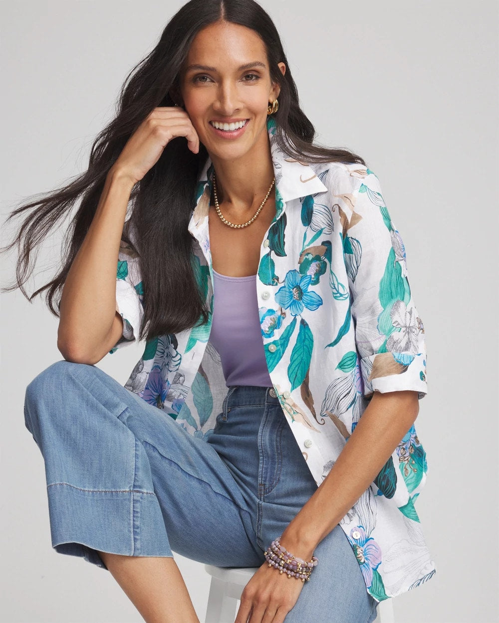 Chico's - No Iron™ Floral Linen Shirt