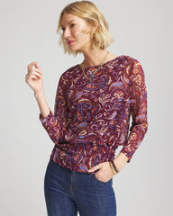 Chico's - Paisley Textured Banded-Hem Top