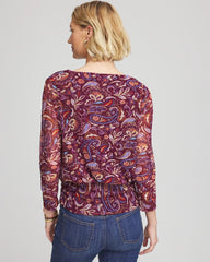 Chico's - Paisley Textured Banded-Hem Top