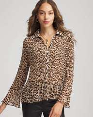 Chico's - Animal-Print Pleated Georgette Blouse
