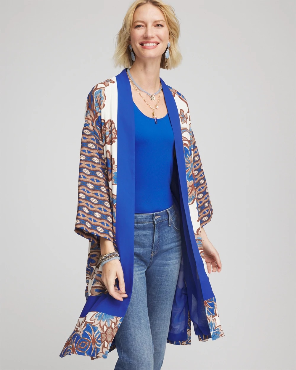 Chico's - Crepe Long Printed Kimono