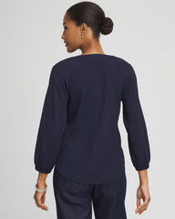Chico's - Textured Raglan V-Neck Top