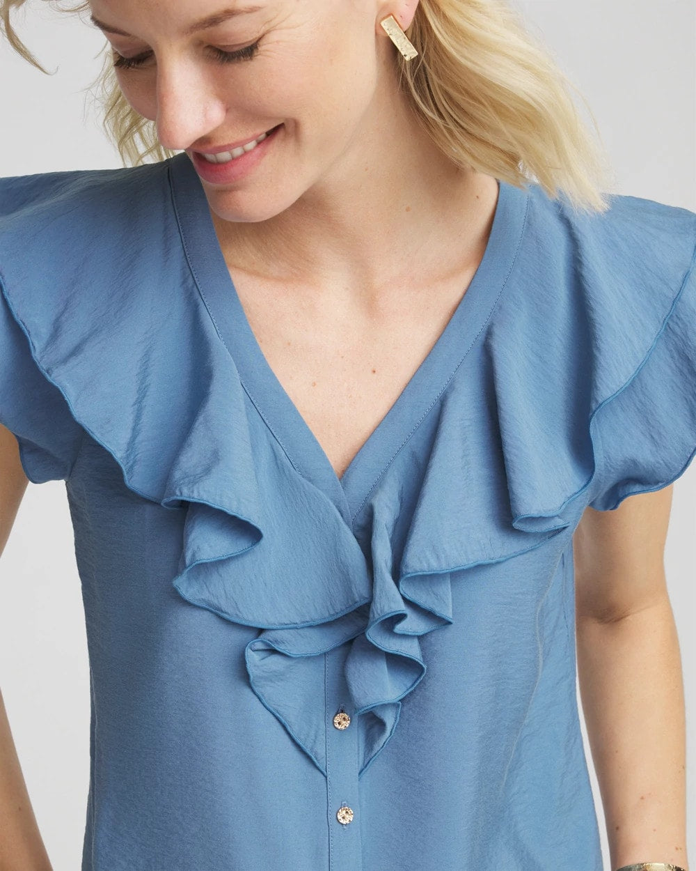Chico's - Crepe Ruffle-Trim Blouse